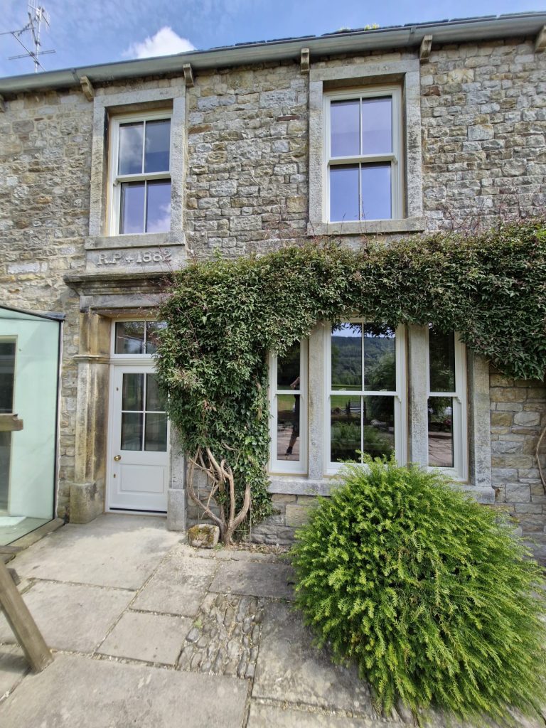 Beautiful Bespoke Handcrafted Accoya Timber Doors and Sliding Sash Windows, manufactured in our Rylstone Workshop, near Skipton, Installed in Burnsall, Yorkshire Dales