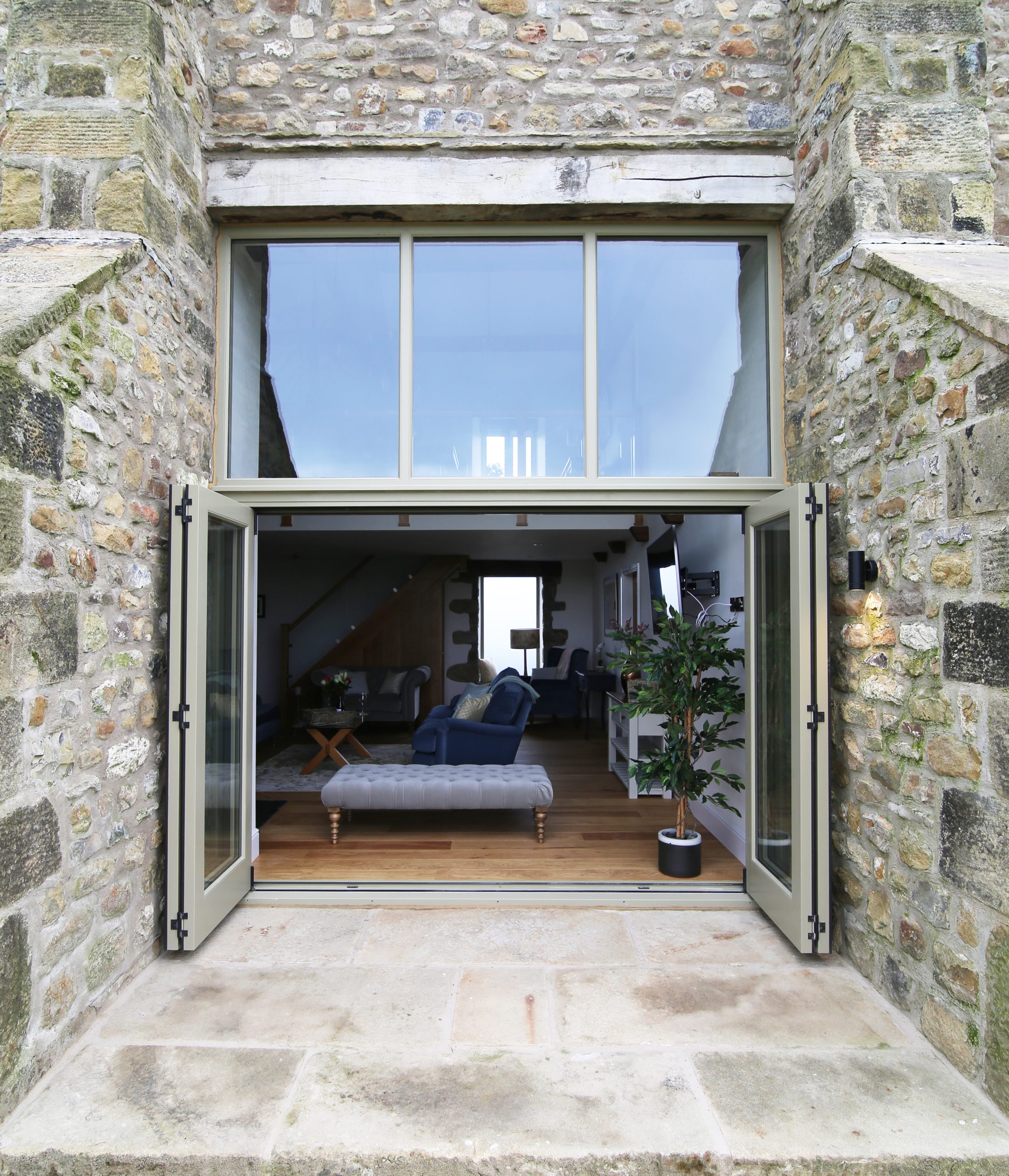 Bespoke Timber Hardwood Frame with Bifolding Doors Manufactured in our Rylstone Workshop in the Yorkshire Dales & Installed in Skipton