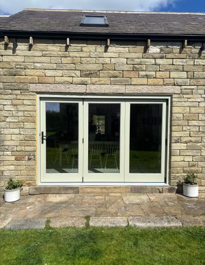 Bespoke Timber Accoya Bifold Doors, Manufactured in our Rylstone Workshop near Skipton and Installed in Wetherby, near Harrogate