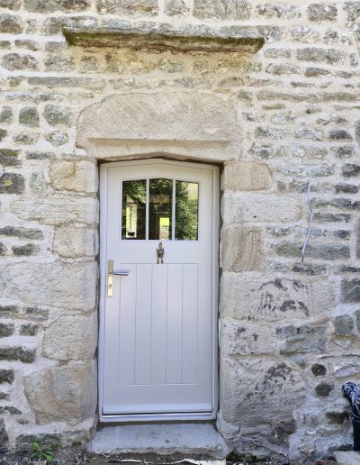 Bespoke Timber Accoya Feature Entrance Door, Manufactured in our Rylstone Workshop near Skipton and Installed in Litton, Craven, Yorshire Dales