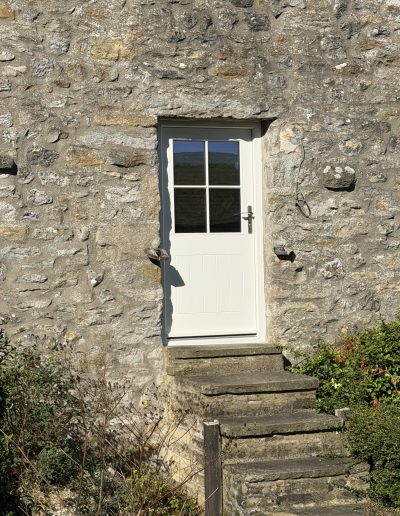 Bespoke Timber Accoya Feature Entrance Door, Manufactured in our Rylstone Workshop near Skipton and Installed in Otley.