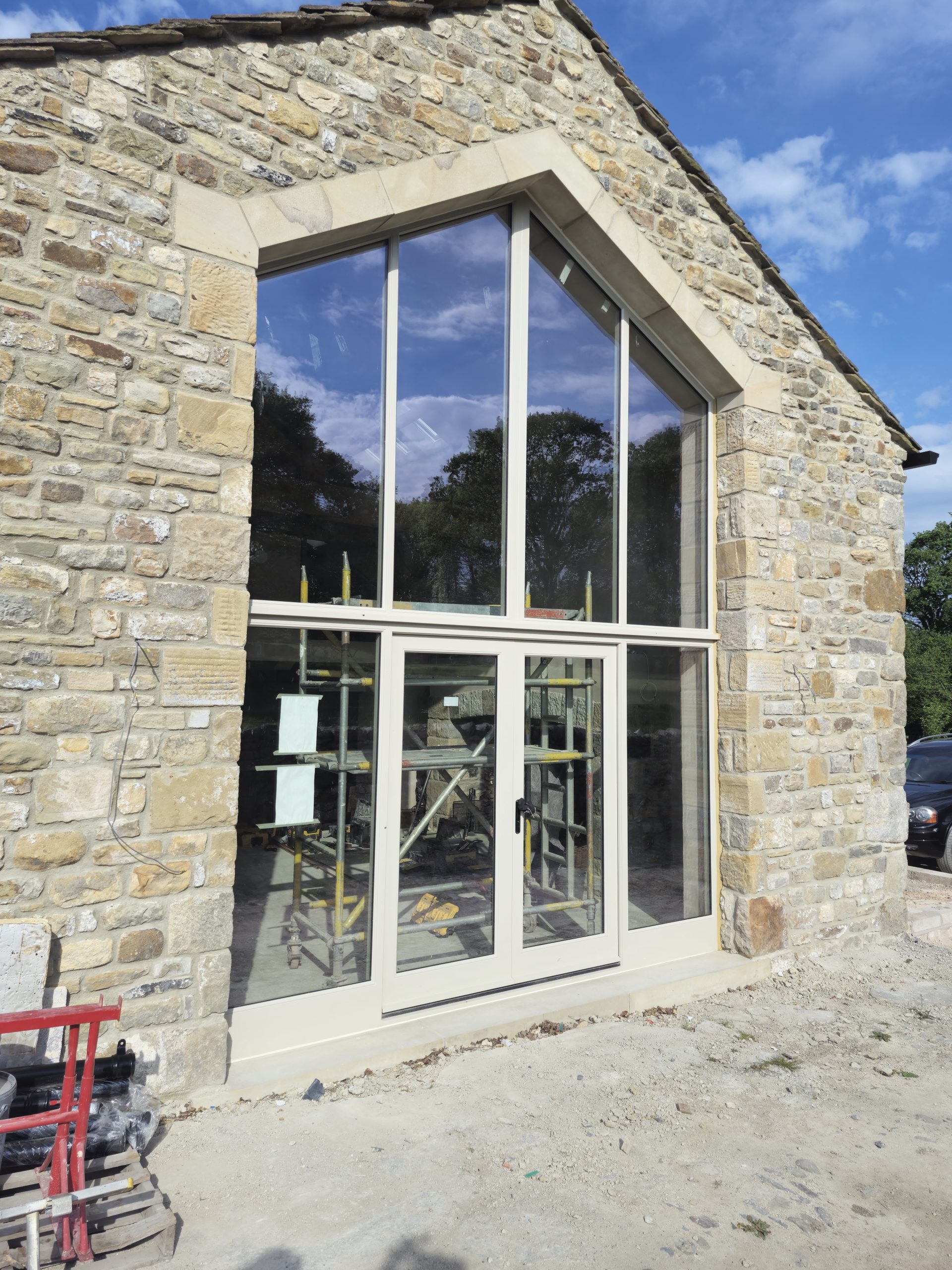 Bespoke Timber Accoya Feature Entrance Door, including Accoya French Doors Manufactured in our Rylstone Workshop near Skipton and Installed in Ribble Valley