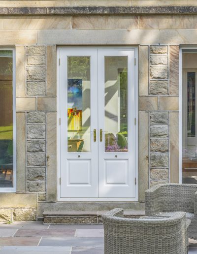 Bespoke Timber Accoya French Patio Doors, Manufactured in our Rylstone workshop, Skipton, installed in Ilkley, Wharfedale