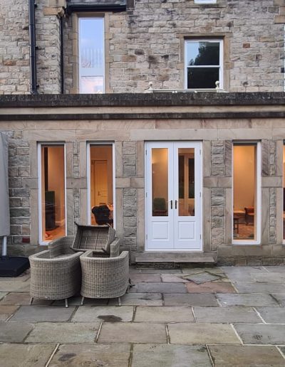 Bespoke Timber Accoya French Patio Doors x 2, Manufactured in our Rylstone workshop, Skipton, installed in Ilkley, Wharfedale