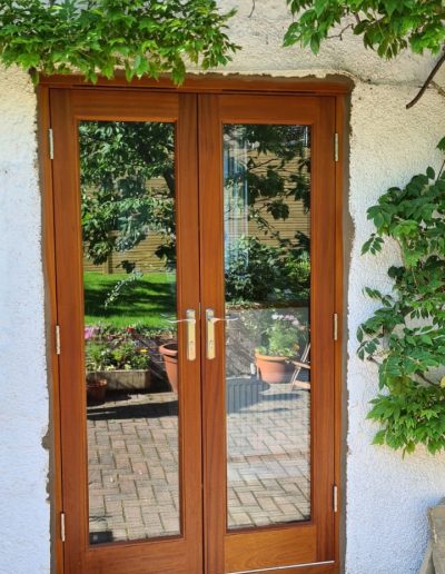 Bespoke Timber Hardwood French Patio Doors, Manufactured in our Rylstone workshop, Skipton, installed in Addingham, Wharfedale