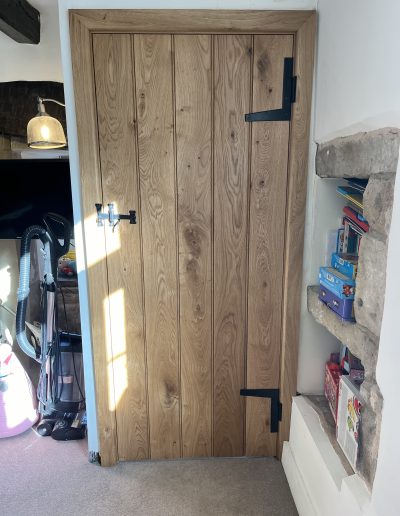 Bespoke Timber Oak Farmhouse internal Door, Manufactured in our Rylstone Workshop near Skipton and Installed in Linton, Craven, Yorkshire Dales