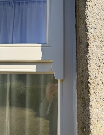Bespoke Timber Wooden Accoya Replacement Mock Sash Window Horn details. Manufactured in our Rylstone Workshop near Skipton. Installed in Windermere, south lake district