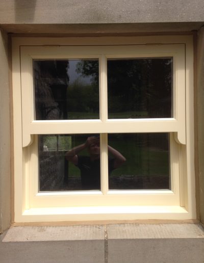 Bespoke Timber Wooden Accoya Replacement Mock Sash Window. Manufactured in our Rylstone Workshop near Skipton. Installed in Giggleswick, Settle