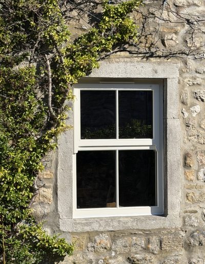Bespoke Timber Wooden Accoya Replacement Mock Sash Window. Manufactured in our Rylstone Workshop near Skipton. Installed in Gunnerside, near Leyburn