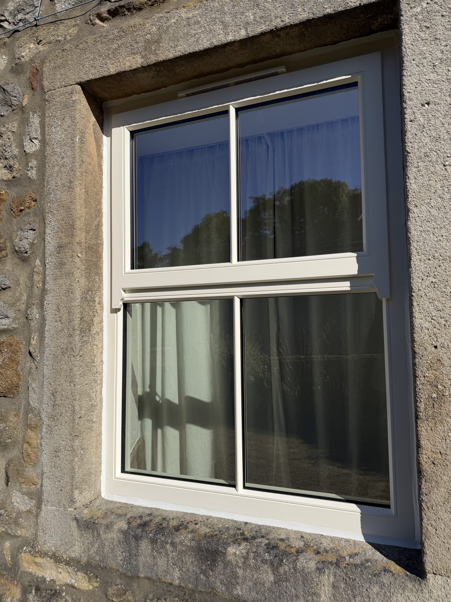 Bespoke Timber Wooden Accoya Replacement Mock Sash Window. Manufactured in our Rylstone Workshop near Skipton. Installed in Hebden Bridge