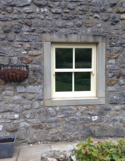 Bespoke Timber Wooden Accoya Replacement Mock Sash Window. Manufactured in our Rylstone Workshop near Skipton. Installed in Helmsley