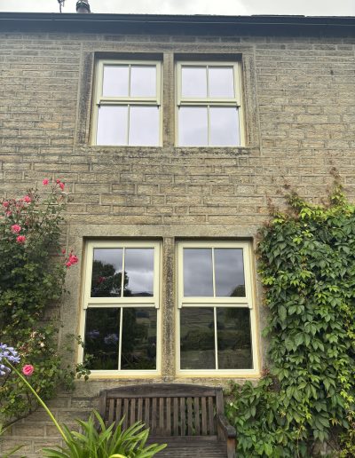 Bespoke Timber Wooden Accoya Replacement Mock Sash Windows x. Manufactured in our Rylstone Workshop near Skipton. Installed in Reeth, Upper Wensleydale