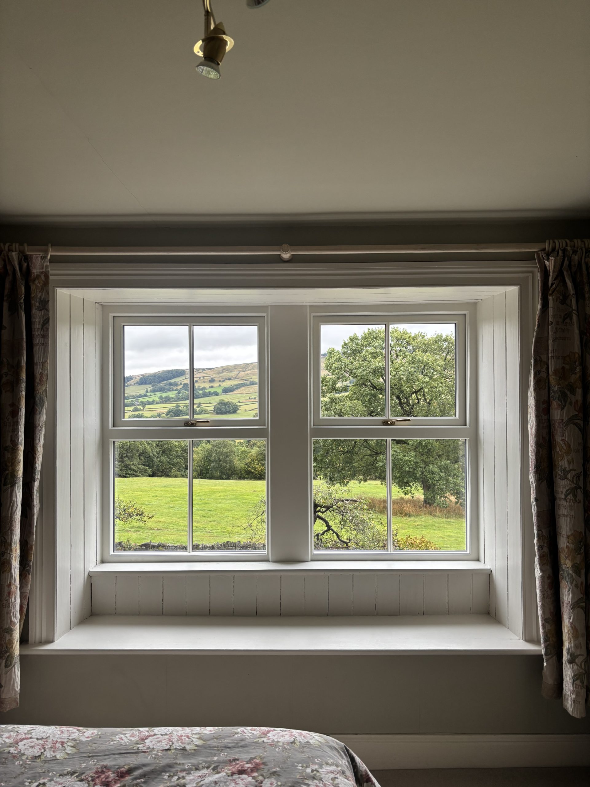 Bespoke Traditional Heritage Accoya Sliding Sash Window Featuring Georgian bars. Manufacturued in our yorkshire dales workshop. Installed Burnsall, Skipton, Craven, Yorkshire Dales
