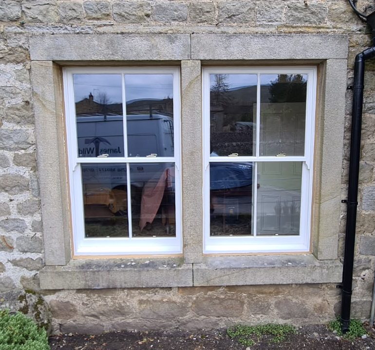 Bespoke Traditional Accoya Sliding Sash Window manufcatured in our Yorkshire dales workshop and installed in Masham near RIchmond