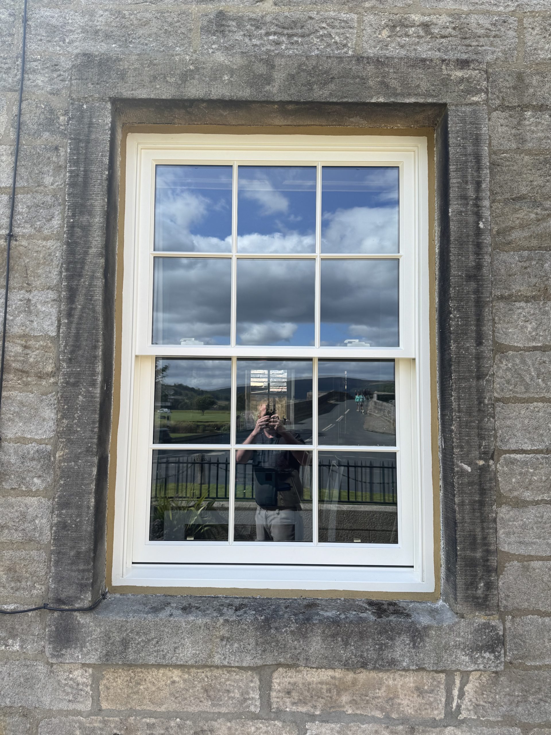 Bespoke Traditional Heritage Accoya Sliding Sash Window Featuring Georgian bars. Manufacturued in our yorkshire dales workshop. Installed Burnsall, Skipton, Craven, Yorkshire Dales