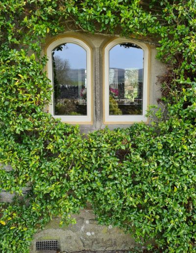 Bespoke Wooden Accoya Timber Windows with curved head. Handmade in our Rylstone Workshop, near Skipton installed in Calton, Craven, Yorkshire Dales