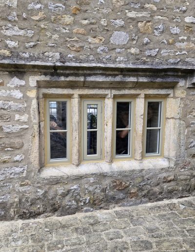 Bespoke Wooden Accoya Timber heritage Windows with slimline glass. Handmade in our Rylstone Workshop, near Skipton installed in Burnsall, Craven Yorkshire Dales