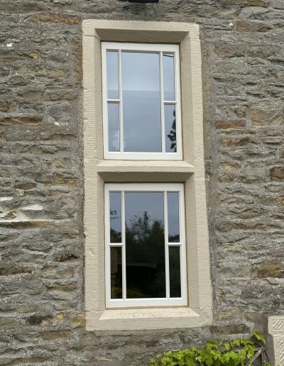 Bespoke Wooden Accoya Timber heritage Windows with slimline glass. Handmade in our Rylstone Workshop, near Skipton installed in chipping, preston
