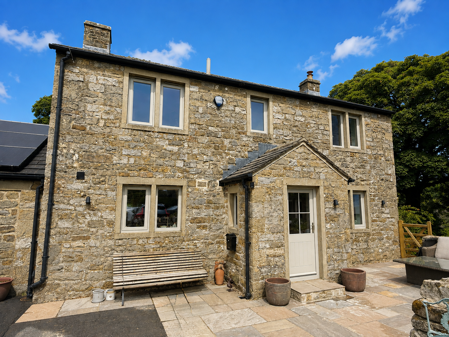 Full house of Bespoke Accoya Timber Doors, Windows in Hetton, Yorkshire Dales, handmade in our workshop near Skipton