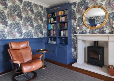 Luxury Bespoke Handcrafted Bookshelves made in yorkshire dales workshop, near Skipton, fitted in Ilkley, Wharfedale