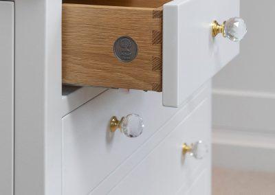 Luxury Bespoke Handcrafted Dressing Room with dovetailed drawers made in yorkshire dales workshop, near Skipton, fitted in Cracoe, Craven