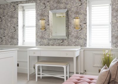 Luxury Bespoke Handcrafted Dressing Room with dressing table made in yorkshire dales workshop, near Skipton, fitted in Cracoe, Craven