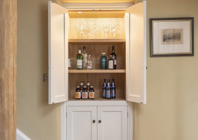 Luxury Bespoke Handcrafted Drinks Cabinet made in yorkshire dales workshop, near Skipton, fitted in Burnsall, Craven