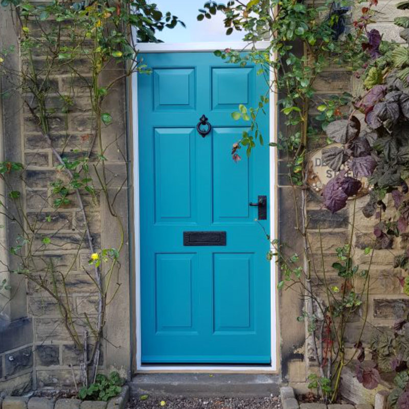 Beautiful Bespoke Accoya Timber Hardwood Entrance Door. Handmade in our Rylstone Workshop, part way between Grassington & Skipton, Wharfedale, Yorkshire Dales. Installed in Skipton, Craven. A Perfect Example of Skipton Joinery.